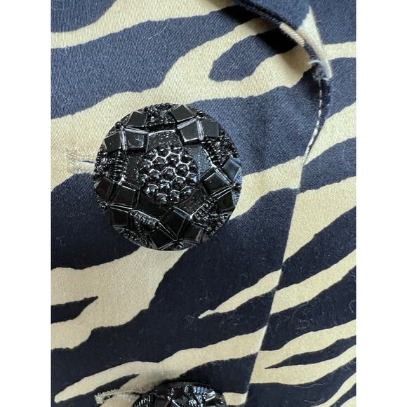 Y2K Womens Blazer Jacket Sz 6 P Animal Tiger Print Belted Whimsigoth Grunge - Picture 3 of 10